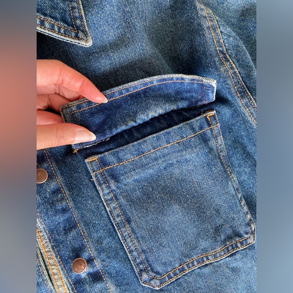 Zara set Long front Slit Denim High waist Skirt & Jacket Indigo Dark Blue S NWT - Picture 12 of 16